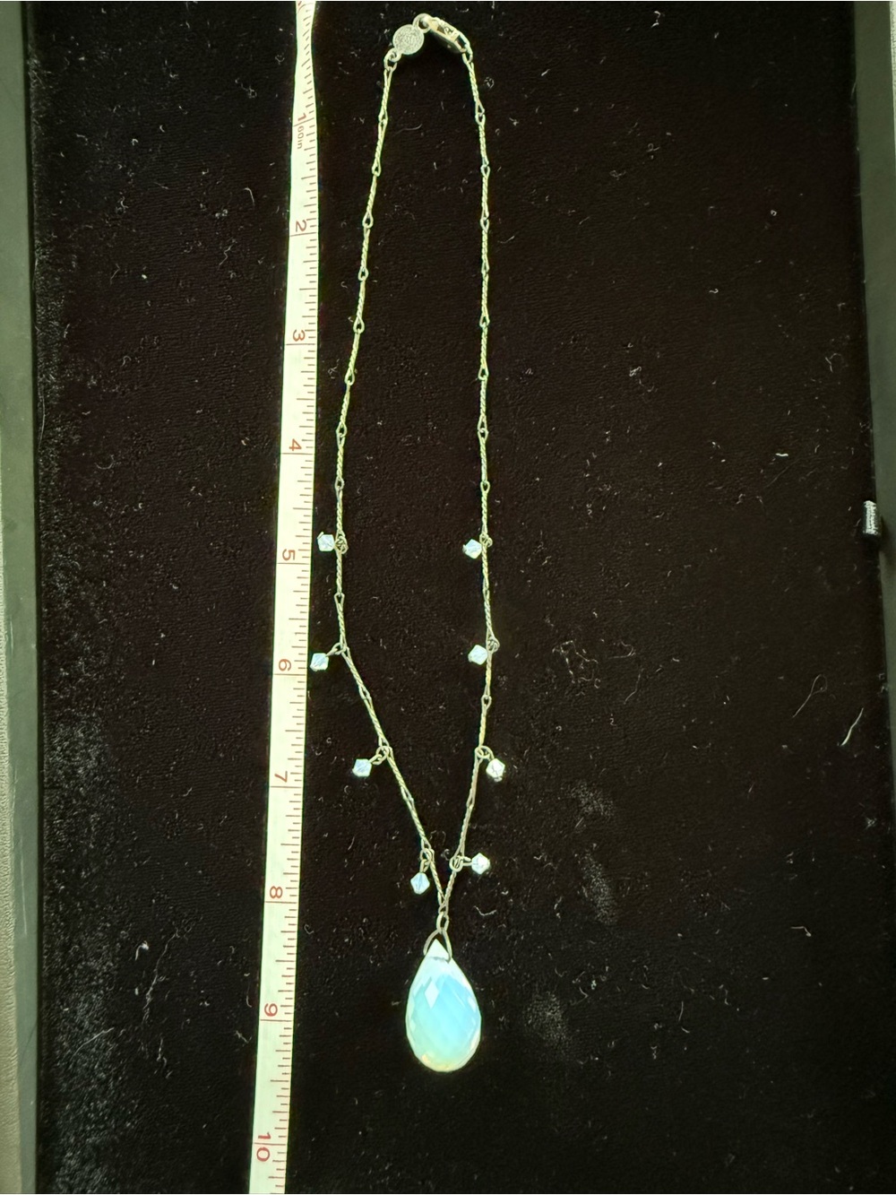 Delicate Opalite Teardrop Necklace - Silver Chain